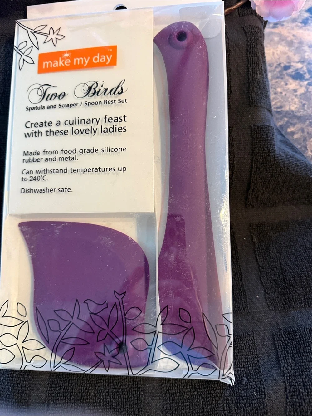 Two Birds Purple Silicone Spatula & Scraper Set